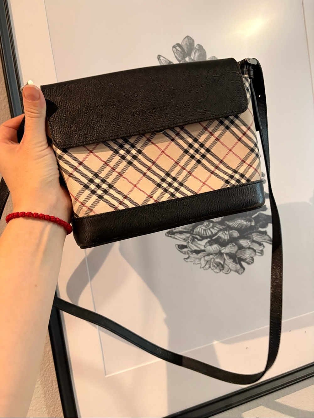 Burberry Classic Plaid Crossbody Bag in Black and Beige